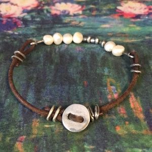 SILPADA Vintage Leather and Pearl Bracelet